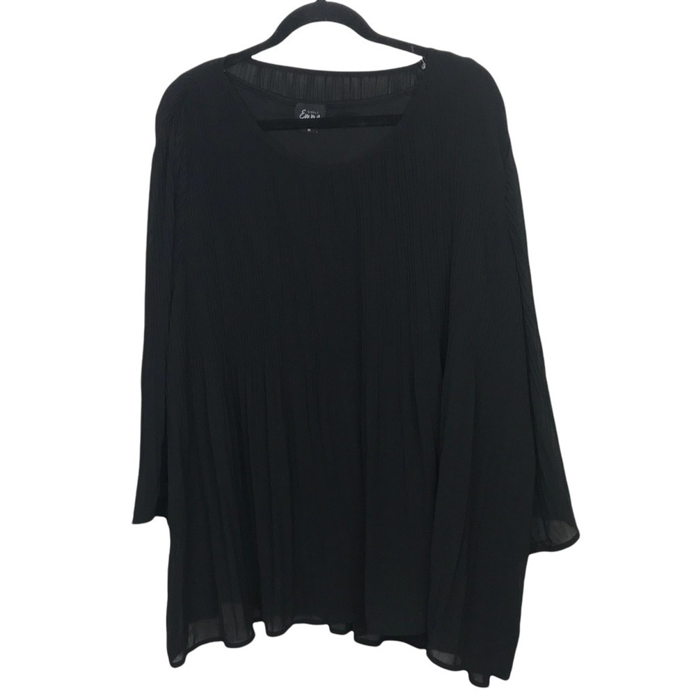 Simply Emma Black Sheer Pleated Blouse